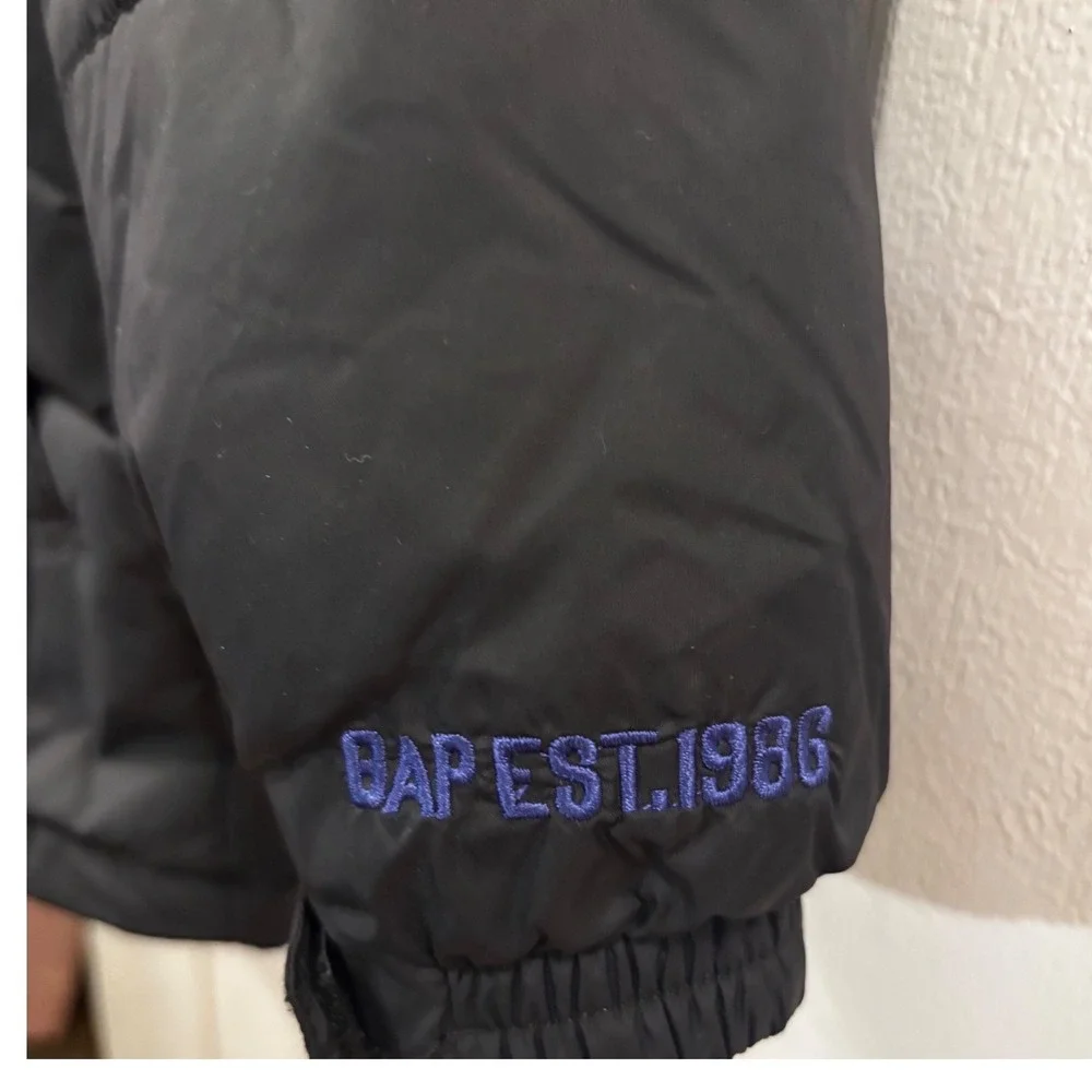 Gap Kids Black Puffer Jacket Blue Zip Fleece Lined Size S Small Outerwear